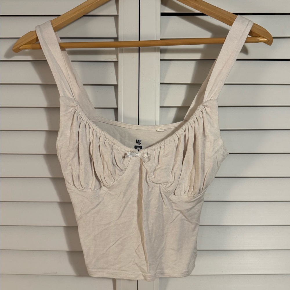 PacSun Cream Ruched Bustier Tank Top